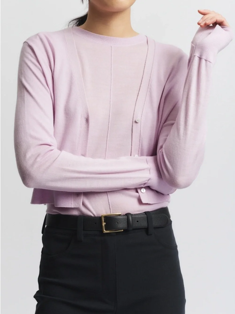 Saint Art Nixon Cropped Cardigan Merino Wool Womens Size Large Lilac.   21